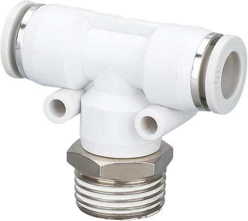 PB8-02 Tee Positive Thread Pneumatic Quick Joint Black And White Metal Air Pipe Insertion Components 1Pcs(Pb8-01(white)) in Kuwait