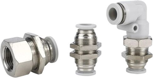 White Air Pipe Quick Connector PMF8-02 Partition Right Angle PLM Pneumatic Straight Through PM4/6/10/12 1Pcs(BulkheadInnerWirePMF8-04(White)) in Kuwait