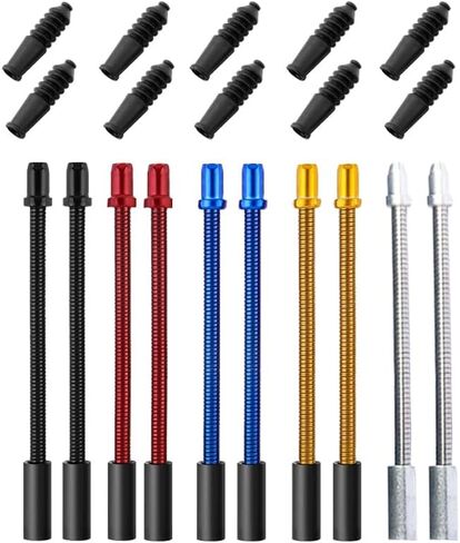 Bicycle 2 pcs each 5 Colors V-Brake Flexible Noodle Cable Break Guide Pipe Tube + 10 x Rubber Boots Cycling Kit for Road Mountain Bikes BMX 10 sets in Saudi Arabia