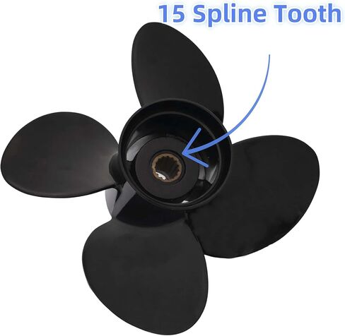 48-8M8026590 13 X 17 Pitch 4 Blade RH 15 Spline Tooth Outboard Boat Propeller Replacement for Mercury 40-140 HP Aluminum Prop with Hub Kit in Saudi Arabia