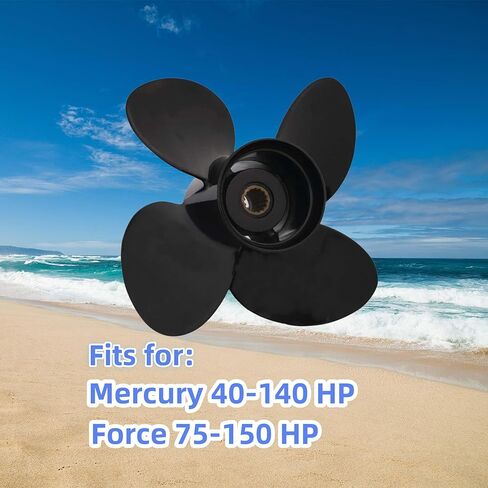 48-8M8026590 13 X 17 Pitch 4 Blade RH 15 Spline Tooth Outboard Boat Propeller Replacement for Mercury 40-140 HP Aluminum Prop with Hub Kit in Saudi Arabia