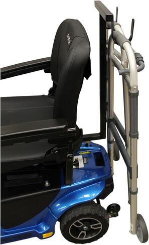 Universal Walker Holder for Mobility Scooters – Fits Pride & Golden Technologies with 1"×1" Rear Receiver, Large Heavy-Duty Powder-Coated Hooks (No Straps), Fits Most Folding Walkers, Made in USA in Saudi Arabia