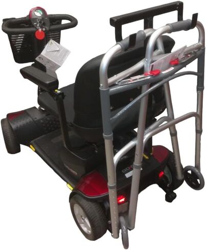 Universal Walker Holder for Mobility Scooters – Fits Pride & Golden Technologies with 1"×1" Rear Receiver, Large Heavy-Duty Powder-Coated Hooks (No Straps), Fits Most Folding Walkers, Made in USA in Saudi Arabia