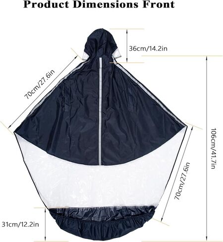 Wheelchair Poncho Cover Breathable & Waterproof Wheelchair Rain Cape Cover for Adults with Semi-Transparent Hood and Waterproof Zipper,Mobility Scooter & Electric Wheelchair Accessories,Universal Fit in Saudi Arabia