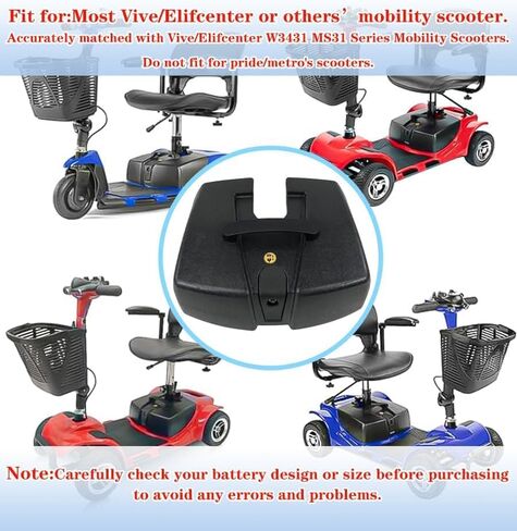 علبة بطارية Vive/Elifecenter W3431/MS31 مع عبوتين من بطاريات الرصاص الحمضية 12 فولت 12 أمبير (إجمالي 24 فولت) - بديل أصلي من المصنع للدراجات البخارية المتنقلة، مناسب مباشرة لموديلات W3431 وMS31 in Kuwait