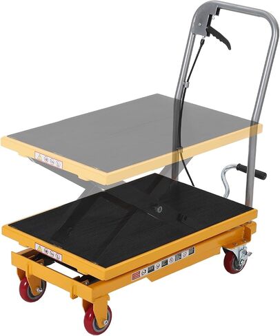 Hydraulic Lift Table Cart, 1100lbs Capacity, 32.2" Lifting Height,Double Scissor Lift with Non-Slip Pad, 4 Wheels & Reflective Strips for Material Handling and Transportation in Saudi Arabia