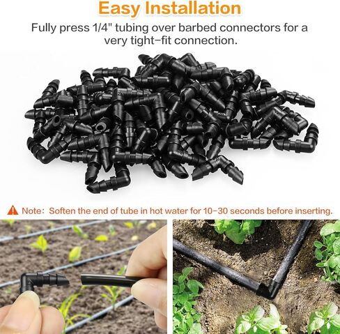Drip Irrigation Barbed Elbow Fittings, 60 Pieces Drip Line Part Barbed Connectors for 1/4 Inch Tubing, Irrigation Elbow for Home Garden Lawn Pipe Supplies or Sprinkler Systems in Saudi Arabia