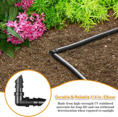 Drip Irrigation Barbed Elbow Fittings, 60 Pieces Drip Line Part Barbed Connectors for 1/4 Inch Tubing, Irrigation Elbow for Home Garden Lawn Pipe Supplies or Sprinkler Systems in Saudi Arabia