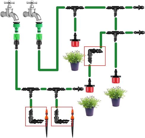 Drip Irrigation Barbed Elbow Fittings, 60 Pieces Drip Line Part Barbed Connectors for 1/4 Inch Tubing, Irrigation Elbow for Home Garden Lawn Pipe Supplies or Sprinkler Systems in Saudi Arabia