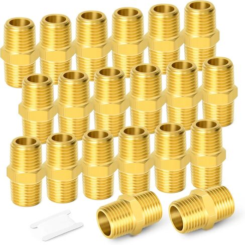 GASHER 20PCS Brass Hex Nipple, 1/4-Inch Male Pipe x 1/4-Inch Male Pipe Fitting in Saudi Arabia