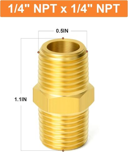 GASHER 20PCS Brass Hex Nipple, 1/4-Inch Male Pipe x 1/4-Inch Male Pipe Fitting in Saudi Arabia