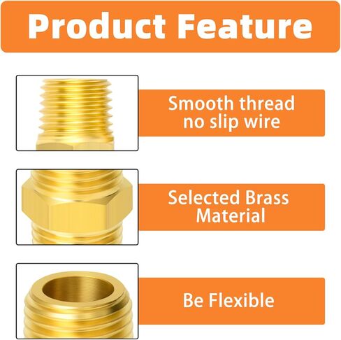 GASHER 20PCS Brass Hex Nipple, 1/4-Inch Male Pipe x 1/4-Inch Male Pipe Fitting in Saudi Arabia