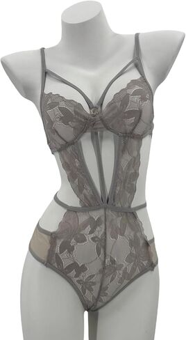 Women Lingeries Lingerie Sexy Lace Bodysuit Cut Out, Deep V Neck, with Stockings, Adjustable Straps in Saudi Arabia