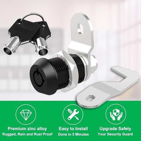 2 Pcs Toolbox Locks with Keys, 5/8" Tubular Cam Lock Keyed Alike, Hook Cam Tool Box Lock Secure Your Toolbox Mailbox Drawer Cabinet Locks, Zinc Alloy in Kuwait