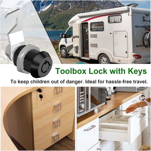 2 Pcs Toolbox Locks with Keys, 5/8" Tubular Cam Lock Keyed Alike, Hook Cam Tool Box Lock Secure Your Toolbox Mailbox Drawer Cabinet Locks, Zinc Alloy in Kuwait