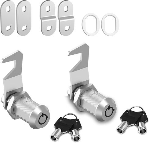 2 Pcs Toolbox Locks with Keys, 5/8" Tubular Cam Lock Keyed Alike, Hook Cam Tool Box Lock Secure Your Toolbox Mailbox Drawer Cabinet Locks, Zinc Alloy in Kuwait