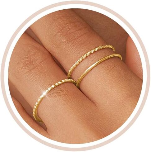Gold Silver Rings for Women Non Tarnish Stackable Thin Gold Ring 18K Gold Plated Dainty Ring Set Trendy Thumb Pinky Knuckle Ring Wedding Bands Promise Engagement Gold Jewelry Rings Size 6 7 8 9 10 11 in Kuwait
