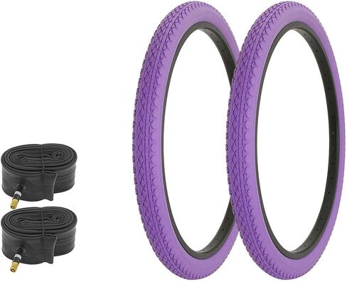 دراجة مقاس 26 بوصة × 2.125 بوصة جميع الإطارات باللون الأرجواني مع أنابيب AL-1333 نمط ماسي | (إطاران) + (أنبوبان قياسيان) in Kuwait