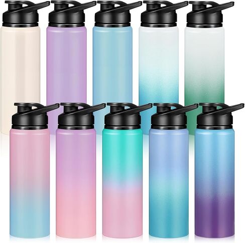 Mimorou 10 Pack Aluminum Water Bottle Bulk 17oz Reusable Sports Bottles with Snap Lid and Handle Multicolor Leak Proof Water Flask for Party Favor Gifts Gym Travel Hiking Camping Outdoor Activities in Saudi Arabia