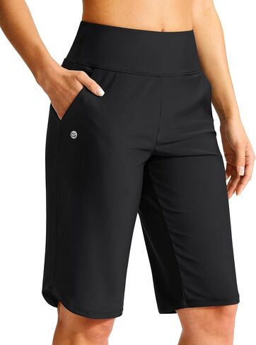 G Gradual Women's 13" Long Swim Board Shorts with Pockets High Waisted Quick Dry Beach Swimming Shorts for Women with Liner in Saudi Arabia