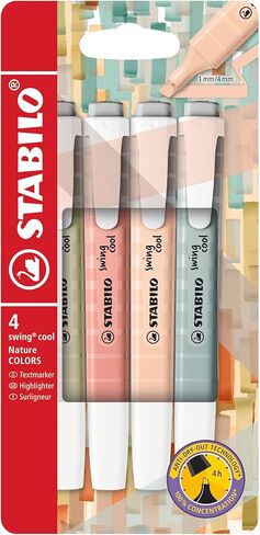 STABILO swing cool NatureCOLORS - Highlighter - Deskset of 18 - with 10 Pastel Colours and 8 NatureCOLORS in Saudi Arabia