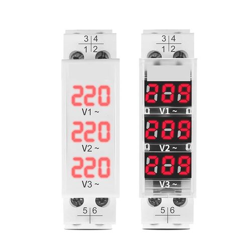 1pc Din Rail 18mm Voltage Meter AC 40-500V 220V 380V Single Three Phase Modular Voltmeter Indicator LED Digital Display Detector(Not Transparent) in Saudi Arabia