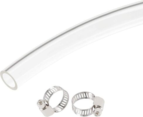 TOP-VIGOR 10mm(3/8") ID 13mm(0.51") OD PVC Clear Vinyl Tubing, 2M(6.56ft) Length Food Grade Flexible Water Pipe, Plastic Tube with Clamps for Transfer Water, Oil, Air, Powders & Fine Granules in Saudi Arabia