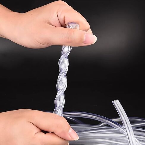 TOP-VIGOR 10mm(3/8") ID 13mm(0.51") OD PVC Clear Vinyl Tubing, 2M(6.56ft) Length Food Grade Flexible Water Pipe, Plastic Tube with Clamps for Transfer Water, Oil, Air, Powders & Fine Granules in Saudi Arabia