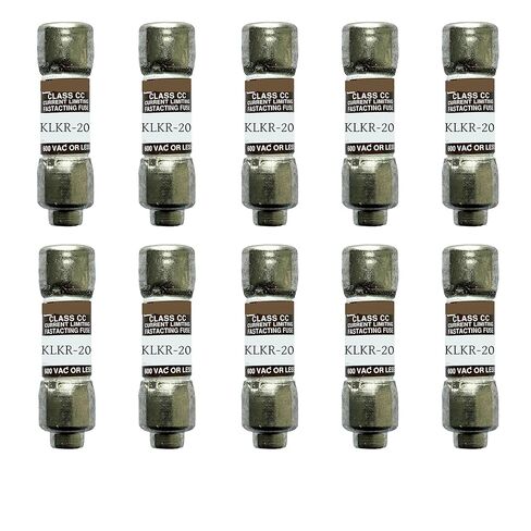 10-Pack New KLKR-20 KLKR-20A KLKR20 600Vac Fast Acting Fuse,KLKR-20A Current Limiting Class CC Rejection Cartridge Fuses in Kuwait