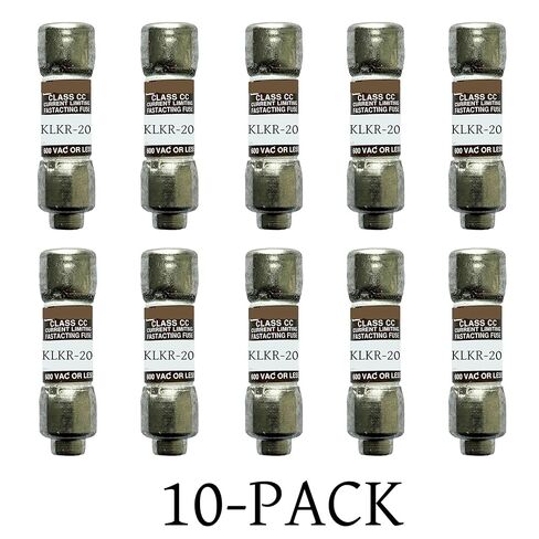10-Pack New KLKR-20 KLKR-20A KLKR20 600Vac Fast Acting Fuse,KLKR-20A Current Limiting Class CC Rejection Cartridge Fuses in Kuwait
