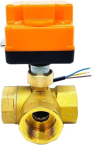 1PCS 1/2" 3/4" 1" 1-1/2" Brass Ball Valve Three-Wire Two-Control Three-Way Actuator with Manual Switch 220V 24V 12V(1-1/2",AC220V) in Kuwait