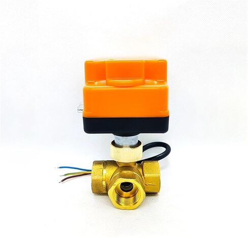 1PCS 1/2" 3/4" 1" 1-1/2" Brass Ball Valve Three-Wire Two-Control Three-Way Actuator with Manual Switch 220V 24V 12V(1-1/2",AC220V) in Kuwait