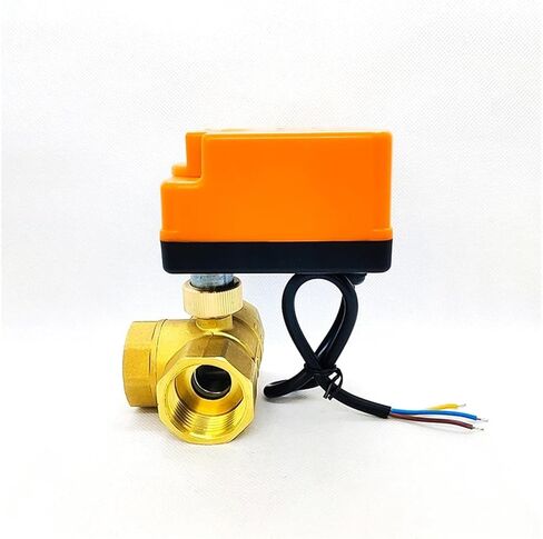 1PCS 1/2" 3/4" 1" 1-1/2" Brass Ball Valve Three-Wire Two-Control Three-Way Actuator with Manual Switch 220V 24V 12V(1-1/2",AC220V) in Kuwait
