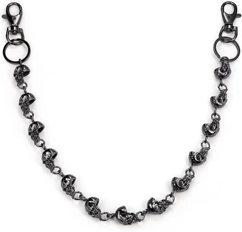 Skull Wallet Chain - 23.2" Long Gothic Pants Chain for Men & Women, Black Rock Skull Belt Biker Jeans Chains in Saudi Arabia