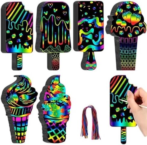 36 PCS Ice Cream Magic Rainbow Scratch Art Bookmarks Kit DIY Craft Paper Bookmarks for Kids with Gift Tags Creative Party Favors Bag Stuffers Bulk Activity Set Birthday Gifts for Men Women in Saudi Arabia