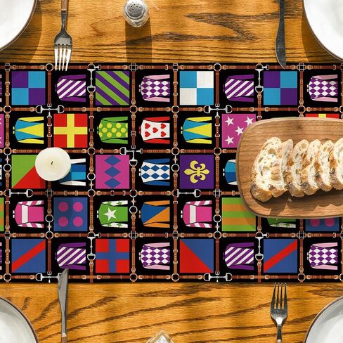 Artoid Mode Jockey Horse Racing Kentucky Table Runner، مهرجان عطلة الرياضة المطبخ طاولة الطعام الديكور لديكور المنزل الطرف 13x72 بوصة in Saudi Arabia