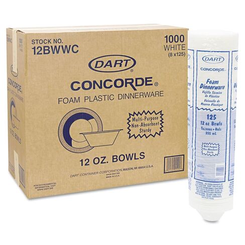 Dart 12BWWCR 10-12 oz White Unlaminated Foam Bowl (Case of 1000) in Saudi Arabia