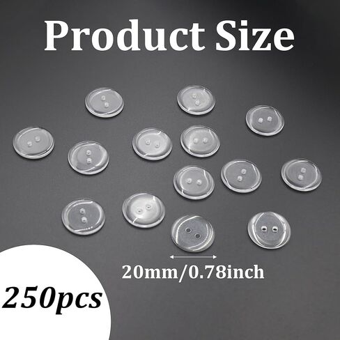 200PCS 1Inch/25mm Clear Round Resin Buttons, 2 Holes Flat Back Buttons for DIY, Sewing, Handmade in Kuwait