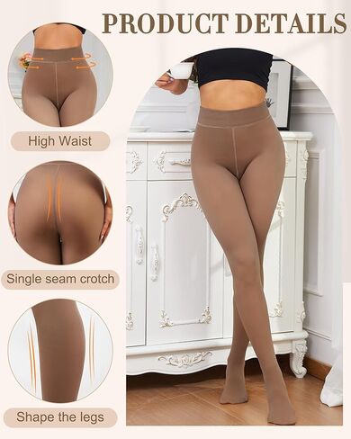 زوجان من الجوارب النسائية المبطنة بالصوف من Justay - جوارب طويلة شفافة ودافئة شفافة وشفافة سوداء سميكة لفصل الشتاء in Kuwait