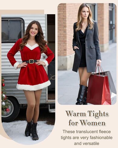 زوجان من الجوارب النسائية المبطنة بالصوف من Justay - جوارب طويلة شفافة ودافئة شفافة وشفافة سوداء سميكة لفصل الشتاء in Kuwait