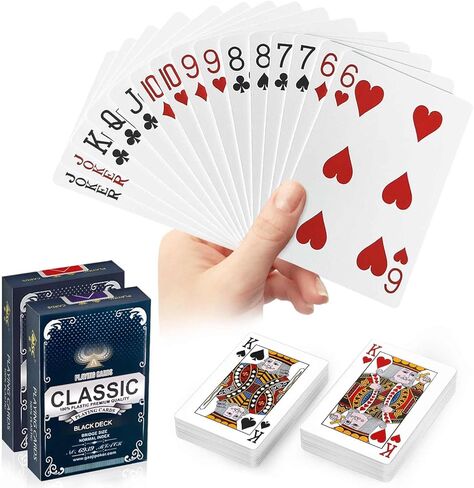 Waterproof Plastic Playing Cards 2 Pack, Red and Black Poker Cards, Washable & Durable Poker Cards for Tarot, UNO, Blackjack, Canasta Card Games, Perfect for Pool Games, Beach, Camping Games in Saudi Arabia