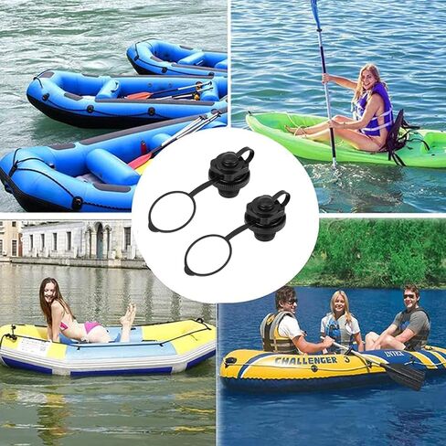 2 PCS Inflatable Boat Air Valves - Spiral Air Plugs for Quick Inflation & Deflation - Universal Replacement for Kayak, Airbeds, Rafts, and Pool Boats Black in Saudi Arabia