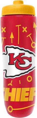 Party Animal NFL Football Squeeze Bottle, 32 oz BPA-Free Sports Water Bottle with Quick Flow for Kids & Adults, Kansas City Chiefs in Saudi Arabia