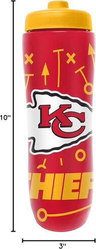 Party Animal NFL Football Squeeze Bottle, 32 oz BPA-Free Sports Water Bottle with Quick Flow for Kids & Adults, Kansas City Chiefs in Saudi Arabia