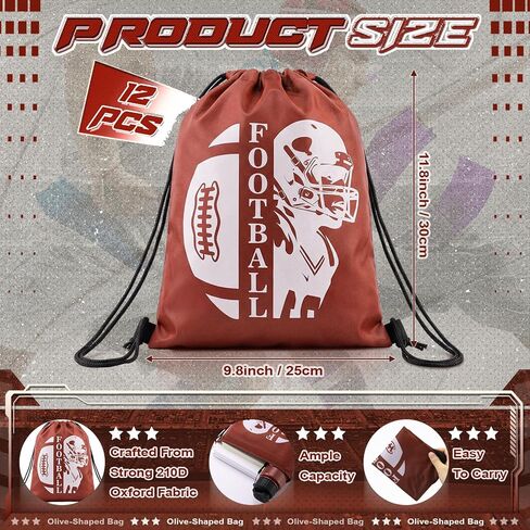 Mifoci 24 Pieces Football Water Bottle and Football Drawstring Backpack Set 12 Pcs 17 oz Reusable Plastic Sports Water Bottle 12 Pcs Gym Goodie Gift Bag for Summer Gym Travel Party Outdoor in Saudi Arabia