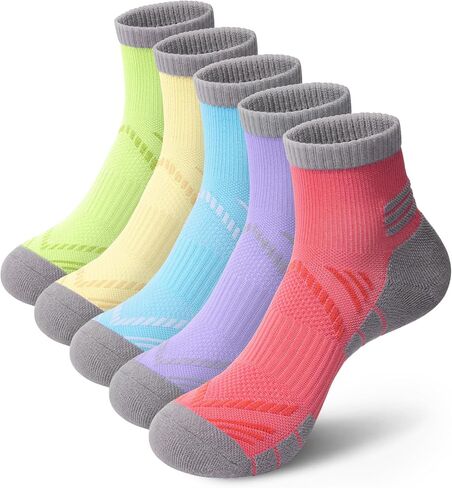 5 أزواج من جوارب الكاحل للنساء من iCamter - جوارب رياضية أساسية مبطنة ربع سنوية ماصة للرطوبة لركوب الدراجات والمشي لمسافات طويلة والجري in Kuwait