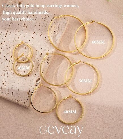 S925 Sterling Silver Post Hoop Earrings for Women Large Lightweight Silver Hoop Earrings 3mm Wide Thin Big Hoop Earrings for Women 30/40/50/60mm in Saudi Arabia