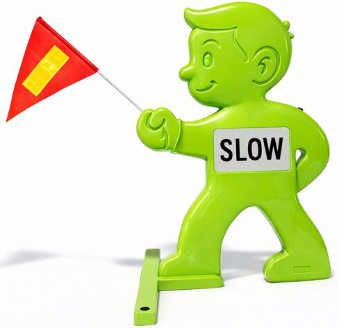 Outdoor Child Safety Sign - Kid Alert Street Safety Sign - 31 Inch Green Caution Sign for Neighborhoods Schools Driveway, Slow Down Kids At Play Sign with Reflective SLOW Sticker & Warning Flag in Saudi Arabia