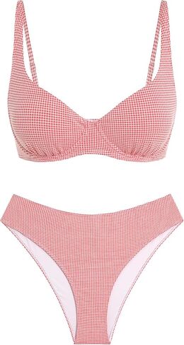 ZAFUL Womens Gingham Bikini Sets High Waisted Underwire Swimsuits Full Coverage Two Piece Swimwear Plaid Bathing Suits in Saudi Arabia
