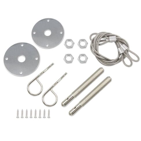 مجموعة دبابيس غطاء محرك السيارة من الفولاذ المقاوم للصدأ العالمي لسيارات RV، وسيارات الدفع الرباعي، ومجموعة دبابيس مزلاج غطاء محرك السيارة، طقم غطاء محرك السيارة، باللون الأسود والفضي (فضي) in Kuwait